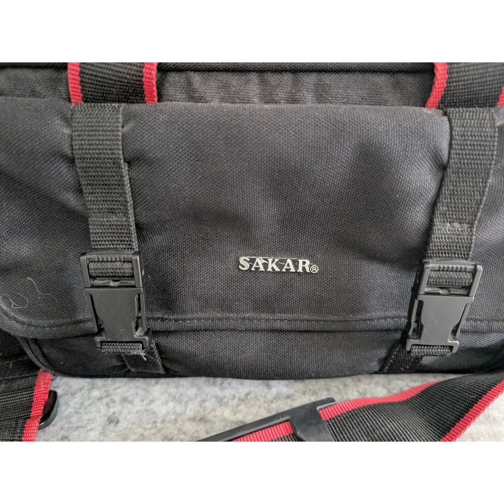 Sakar Camera Camcorder Bag Black Red Handle or Shoulder Strap Dual Zip Closure